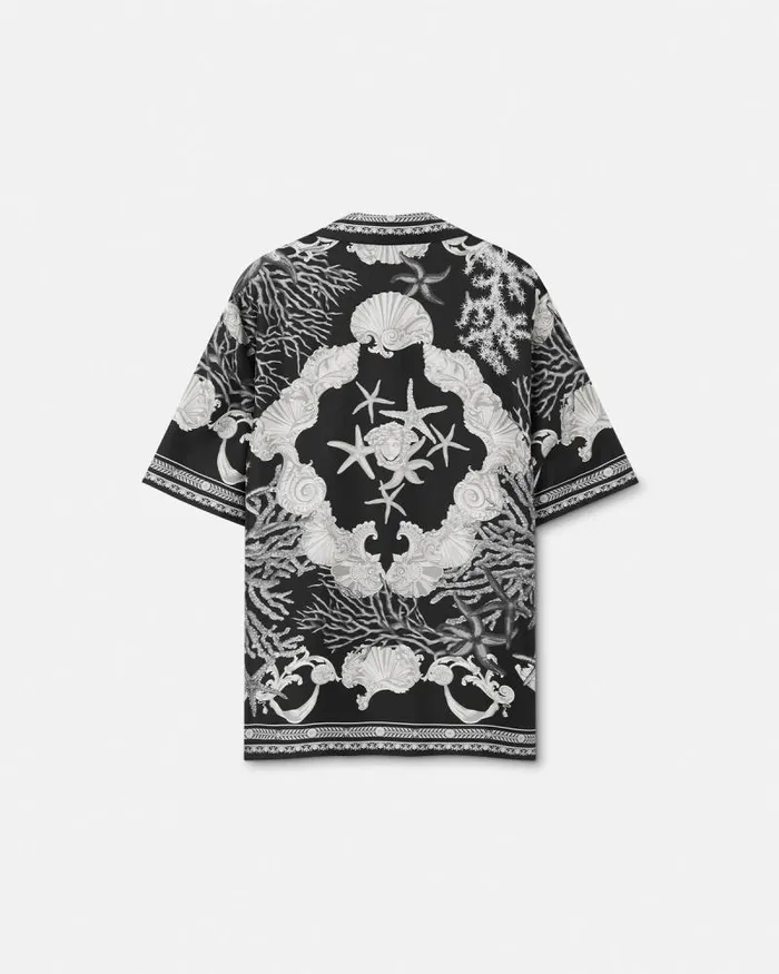Barocco Sea Silk Shirt Blackprint Men Versace Shirts