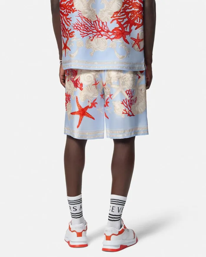 Barocco Sea Silk Shorts Blueprint Men Versace Pants and Shorts