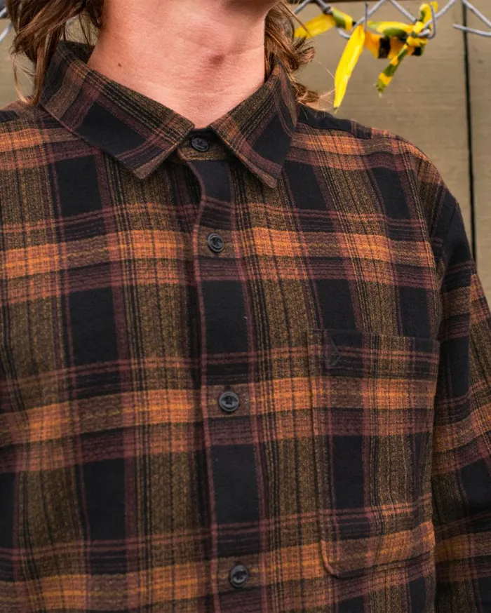 Baystone Flannel Long Sleeve Shirt 8211 Black Mens Volcom Shirts and Flannels