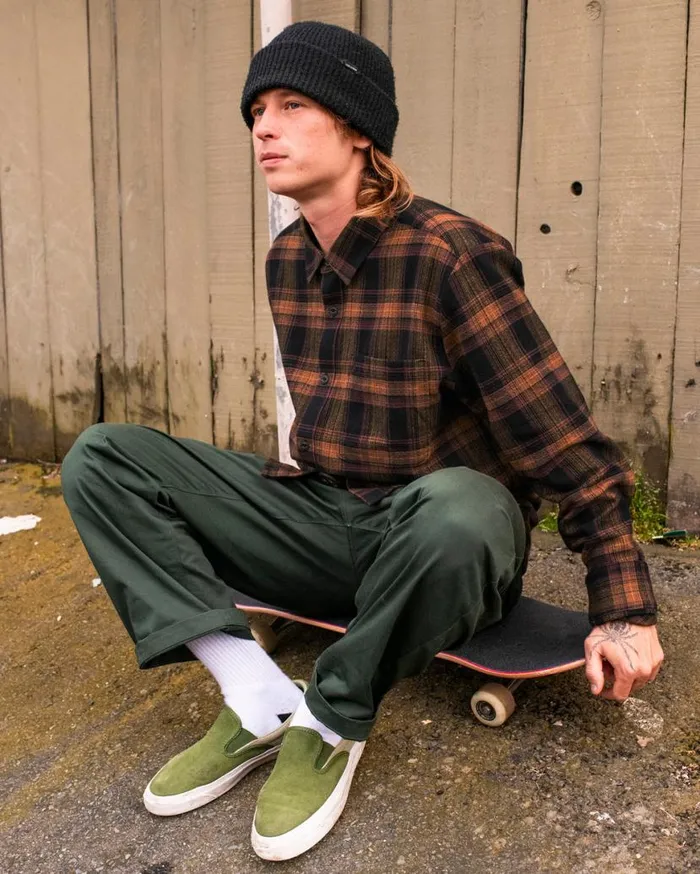 Baystone Flannel Long Sleeve Shirt 8211 Black Mens Volcom Shirts and Flannels