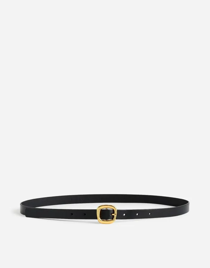 Belts Women Madewell Sculptural Buckle Leather Skinny Belt True Black