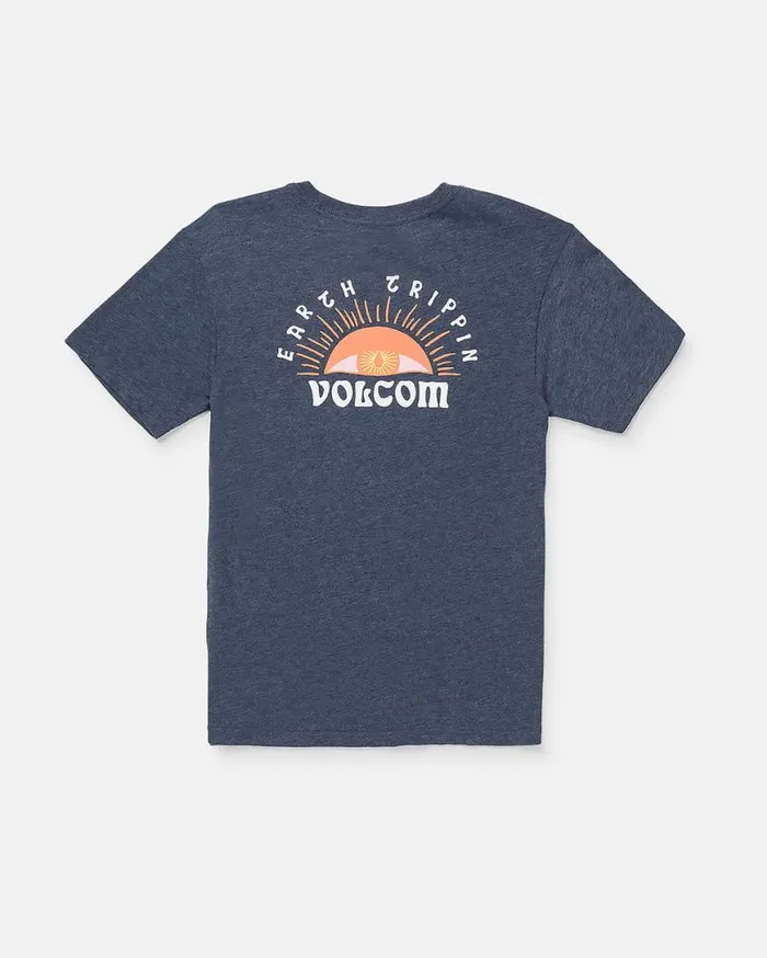 Big Boys Sunshiney Short Sleeve Tee 8211 Navy Heather Kids Volcom TShirts and Tanks