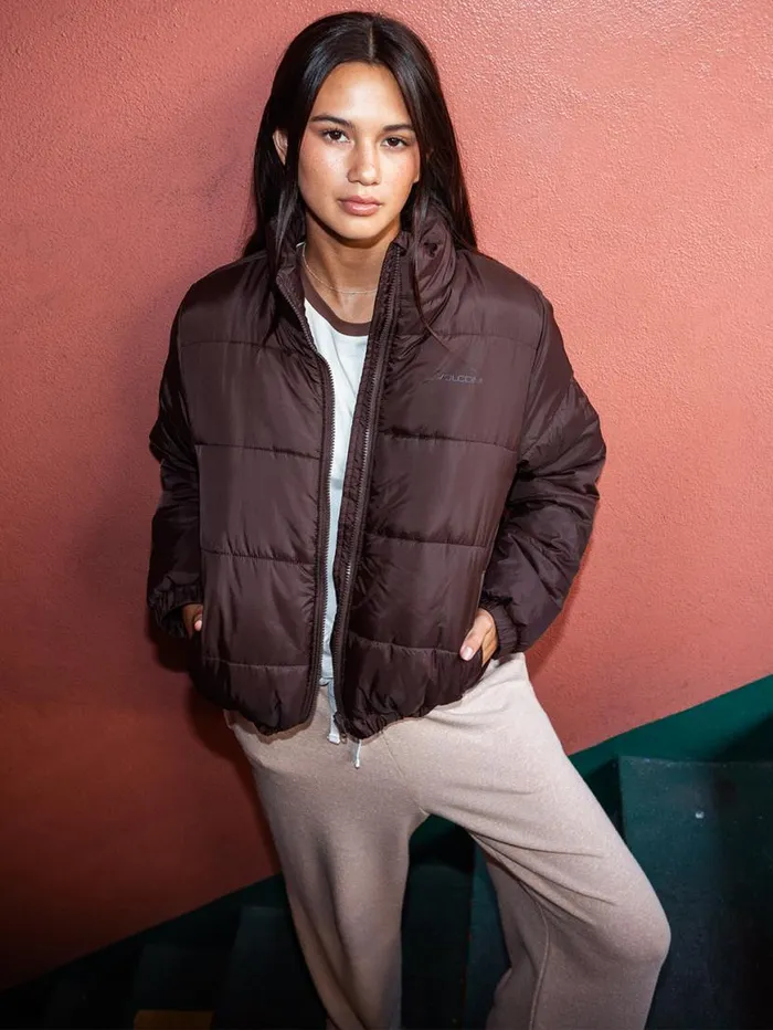 Big Fluff Puff Jacket 8211 Dark Chocolate Womens Volcom Jackets