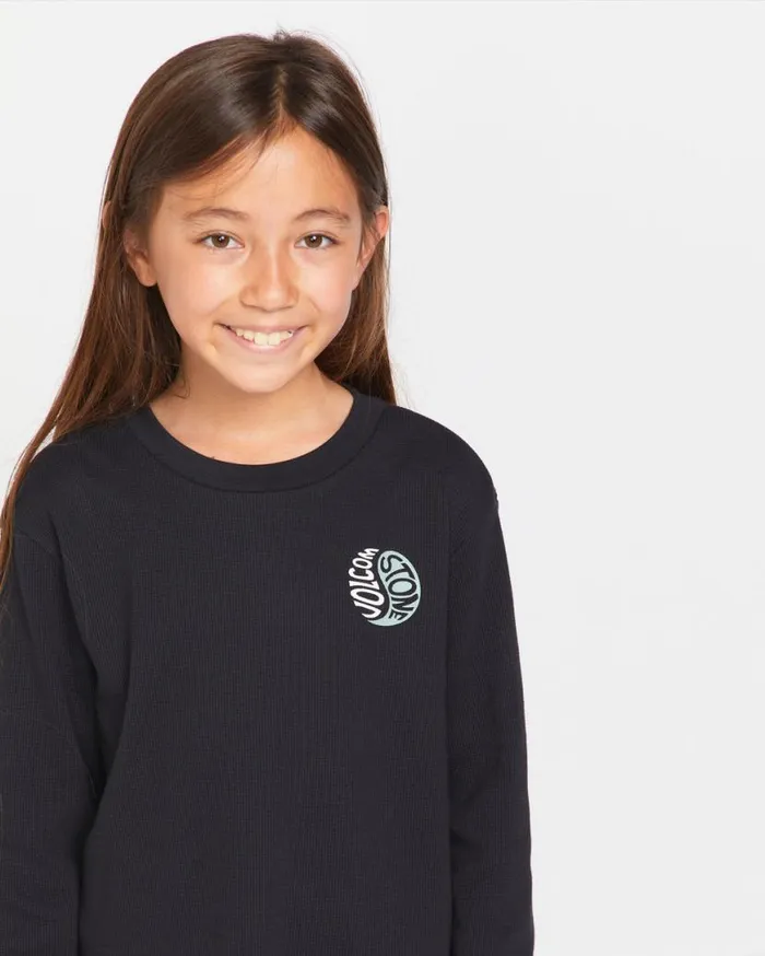 Big Girls Thermality Long Sleeve Shirt 8211 Black Kids Volcom TShirts and Tanks