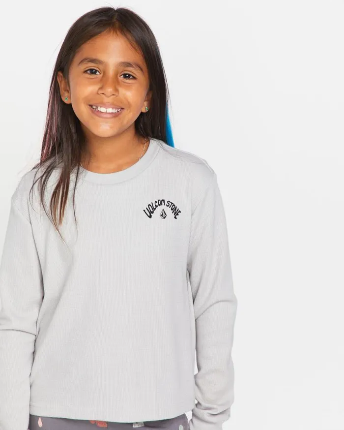 Big Girls Thermality Long Sleeve Shirt 8211 Light Grey Kids Volcom TShirts and Tanks