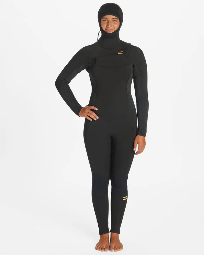 Billabong 54 Synergy Hooded Chest Zip Full Wetsuit Wild Black Womens Wetsuits