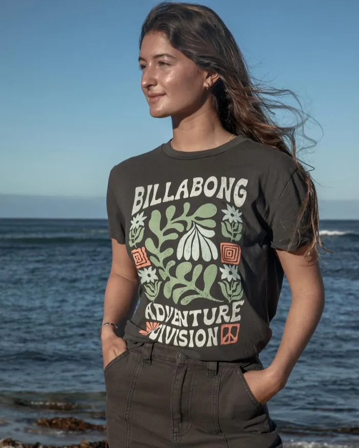 Billabong ADiv TShirt Off Black Womens Graphic Tees and Tanks