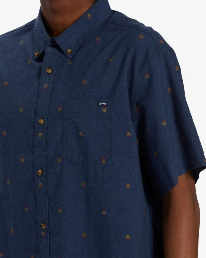 Billabong All Day Jacquard Short Sleeve Woven Shirt Navy Mens Shirts Billabong All Day Jacquard Short Sleeve Woven Shirt Navy Mens Shirts