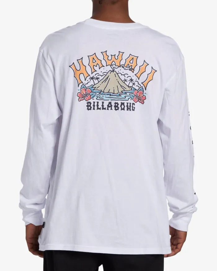 Billabong Arch Hawaii Long Sleeve TShirt White Mens TShirts