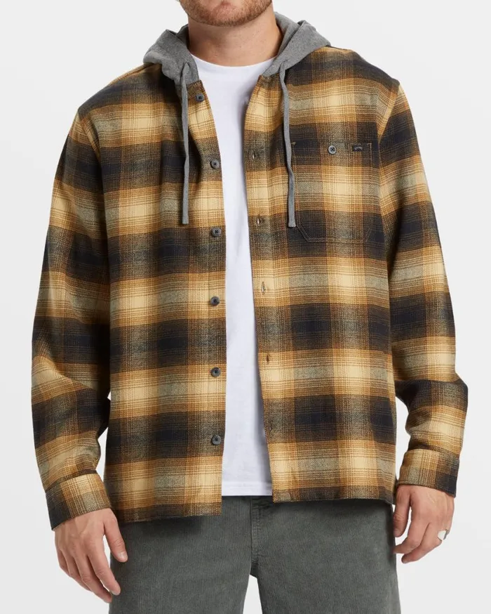 Billabong Baja Hooded Long Sleeve Flannel Shirt Otter Mens Shirts