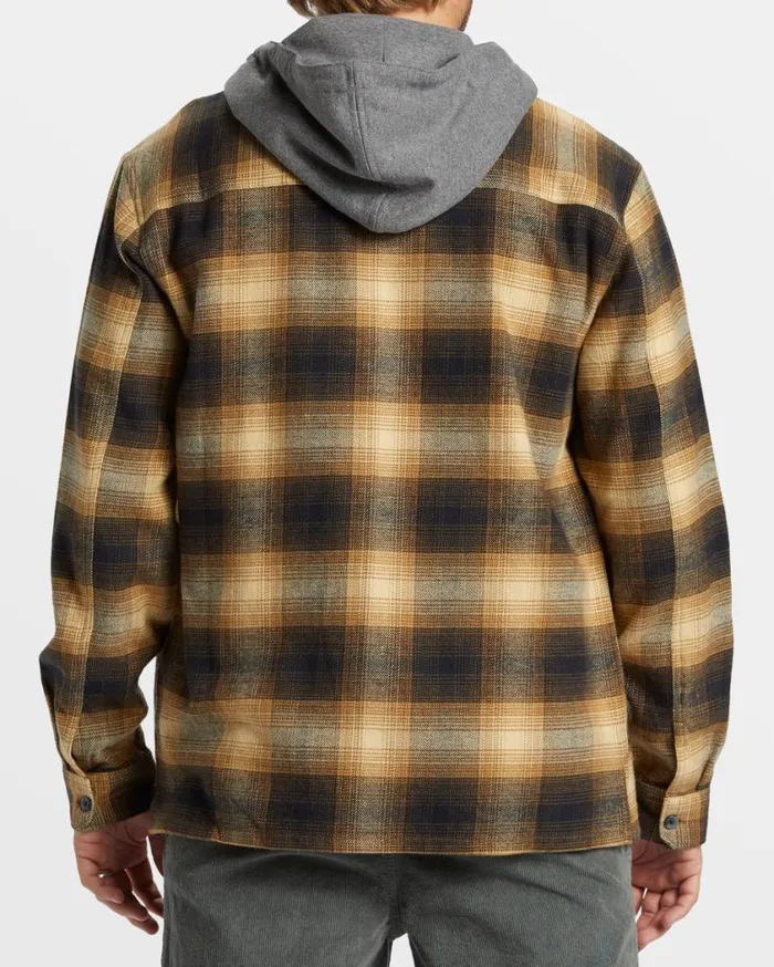 Billabong Baja Hooded Long Sleeve Flannel Shirt Otter Mens Shirts Billabong Baja Hooded Long Sleeve Flannel Shirt Otter Mens Shirts