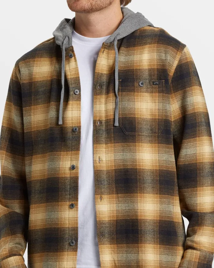 Billabong Baja Hooded Long Sleeve Flannel Shirt Otter Mens Shirts Billabong Baja Hooded Long Sleeve Flannel Shirt Otter Mens Shirts