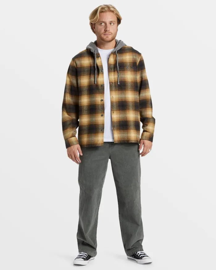 Billabong Baja Hooded Long Sleeve Flannel Shirt Otter Mens Shirts Billabong Baja Hooded Long Sleeve Flannel Shirt Otter Mens Shirts