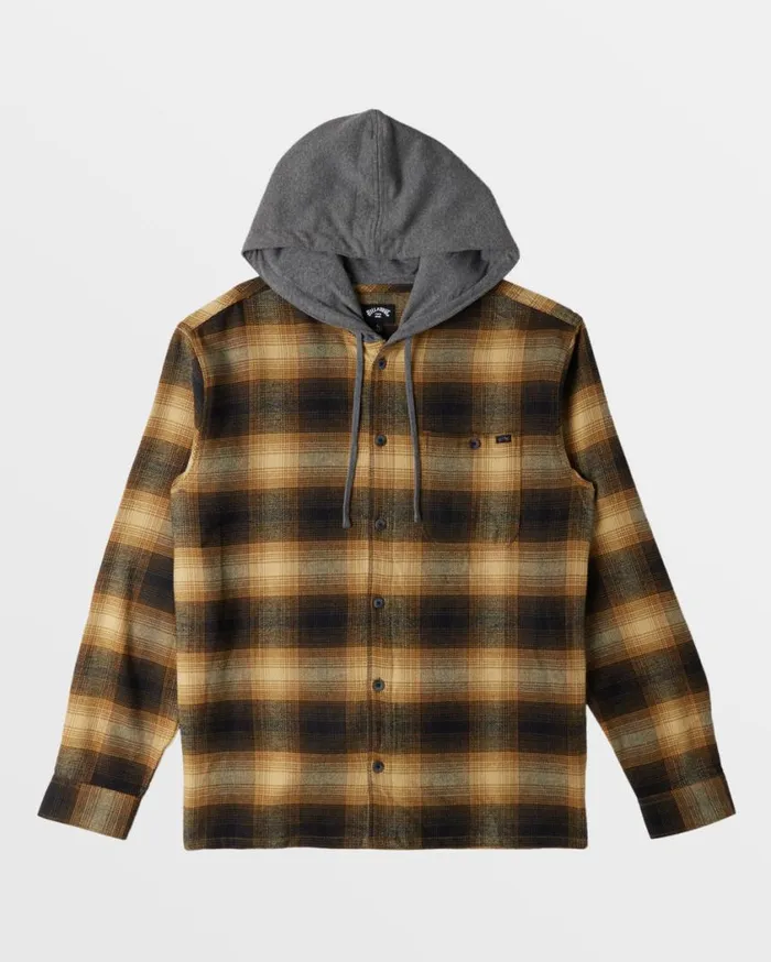 Billabong Baja Hooded Long Sleeve Flannel Shirt Otter Mens Shirts Billabong Baja Hooded Long Sleeve Flannel Shirt Otter Mens Shirts