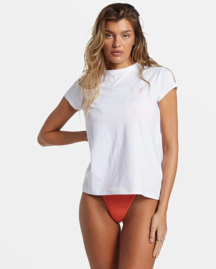 Billabong Core Sunday Short Sleeve Surf Tee White Womens Rashguards and Bodysuits