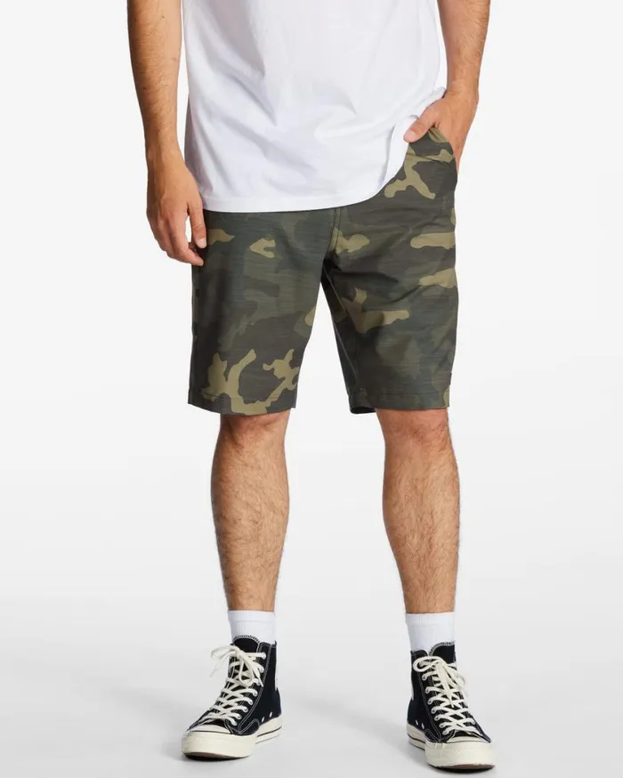 Billabong Crossfire Slub Submersible Shorts 21034 Green Camo Mens Shorts