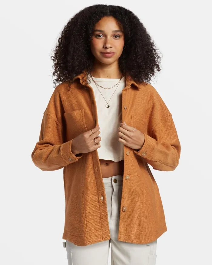 Billabong Everytime Oversized Shacket Sandalwood Womens Jackets