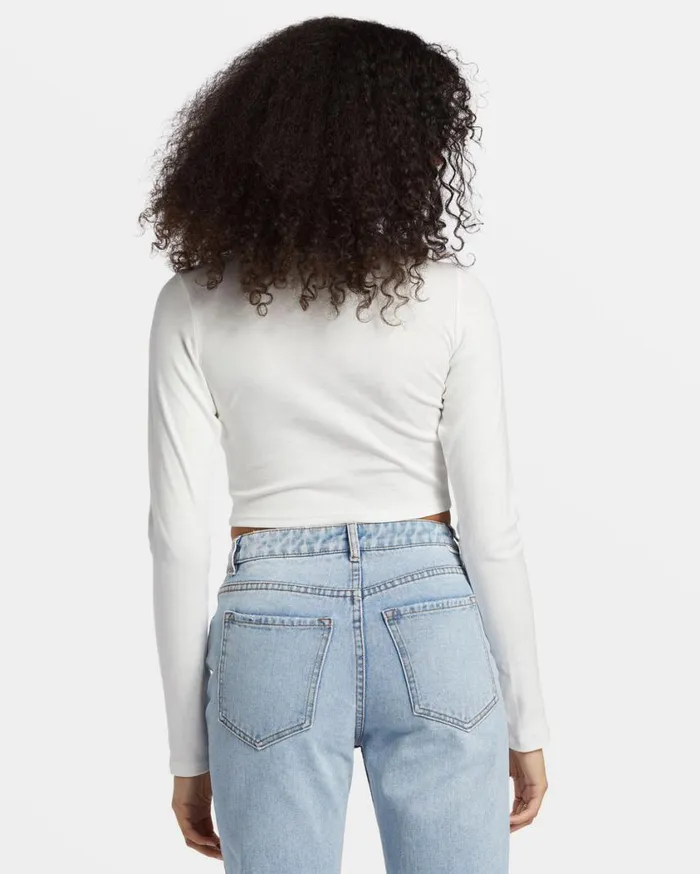 Billabong Find Your Coast Long Sleeve Cropped Tshirt Salt Crystal Womens Graphic Tees and Tanks Billabong Find Your Coast Long Sleeve Cropped Tshirt Salt Crystal Womens Graphic Tees and Tanks