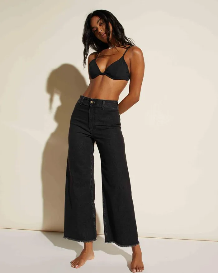 Billabong Free Fall HighWaist Pants Black Rinse Womens Jeans and Pants