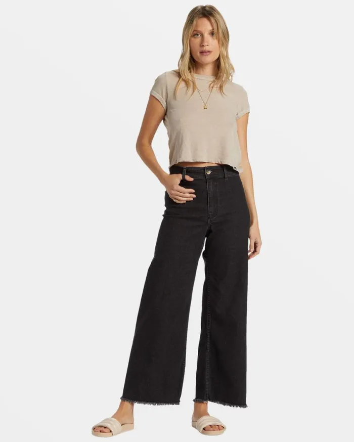 Billabong Free Fall HighWaist Pants Black Rinse Womens Jeans and Pants Billabong Free Fall HighWaist Pants Black Rinse Womens Jeans and Pants