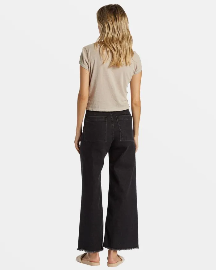 Billabong Free Fall HighWaist Pants Black Rinse Womens Jeans and Pants Billabong Free Fall HighWaist Pants Black Rinse Womens Jeans and Pants