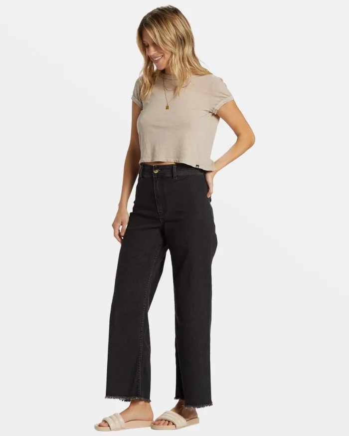 Billabong Free Fall HighWaist Pants Black Rinse Womens Jeans and Pants Billabong Free Fall HighWaist Pants Black Rinse Womens Jeans and Pants