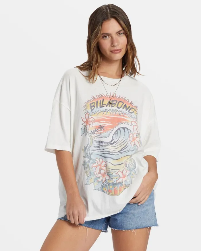 Billabong Kissed By The Sun TShirt Salt Crystal Womens Graphic Tees and Tanks Billabong Kissed By The Sun TShirt Salt Crystal Womens Graphic Tees and Tanks