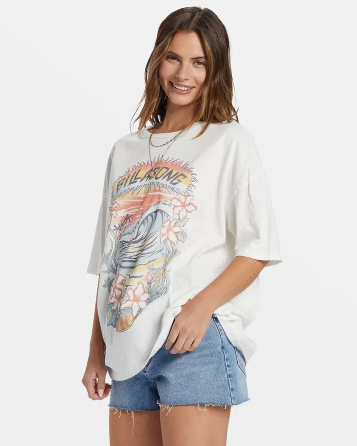 Billabong Kissed By The Sun TShirt Salt Crystal Womens Graphic Tees and Tanks Billabong Kissed By The Sun TShirt Salt Crystal Womens Graphic Tees and Tanks