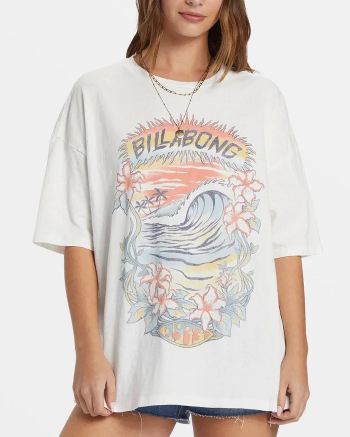 Billabong Kissed By The Sun TShirt Salt Crystal Womens Graphic Tees and Tanks Billabong Kissed By The Sun TShirt Salt Crystal Womens Graphic Tees and Tanks
