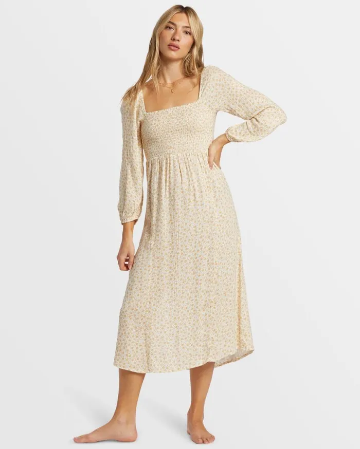 Billabong Lots Of Love Midi Dress Hemp 2 Womens Dresses
