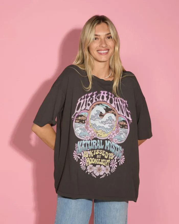 Billabong Natural Mystic TShirt Off Black Womens Tops