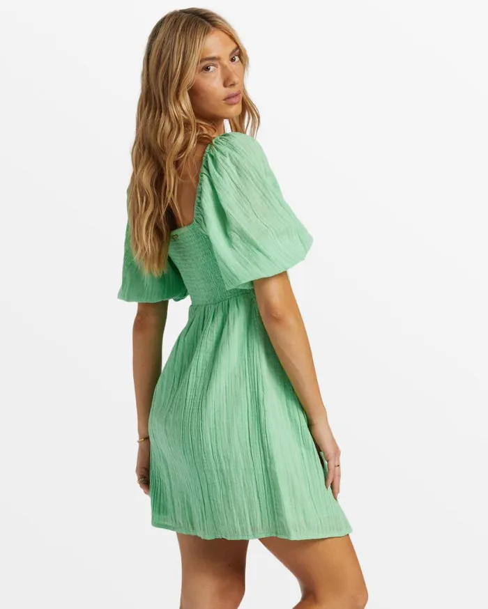 Billabong Sol Puff Sleeve Mini Dress Bright Meadow Womens Dresses Billabong Sol Puff Sleeve Mini Dress Bright Meadow Womens Dresses