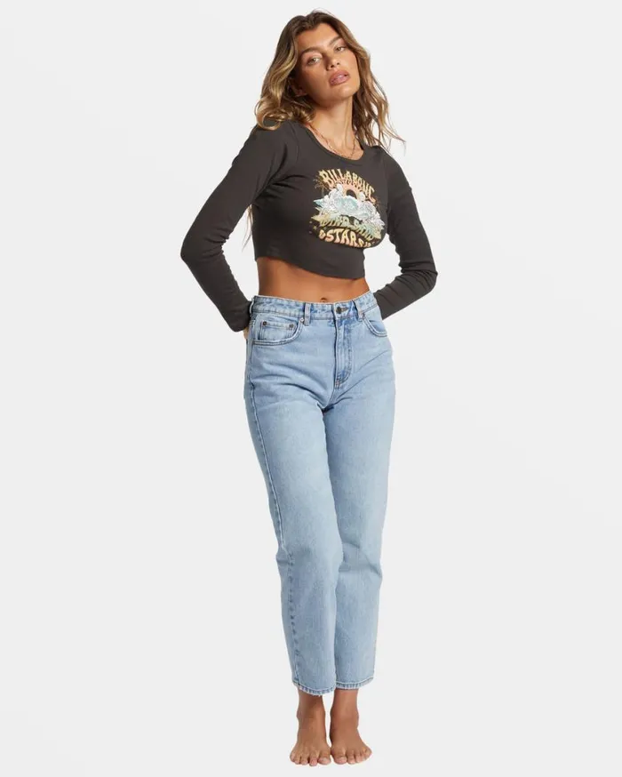 Billabong Stars In Your Eyes Long Sleeve Cropped Tshirt Off Black Womens Graphic Tees and Tanks Billabong Stars In Your Eyes Long Sleeve Cropped Tshirt Off Black Womens Graphic Tees and Tanks