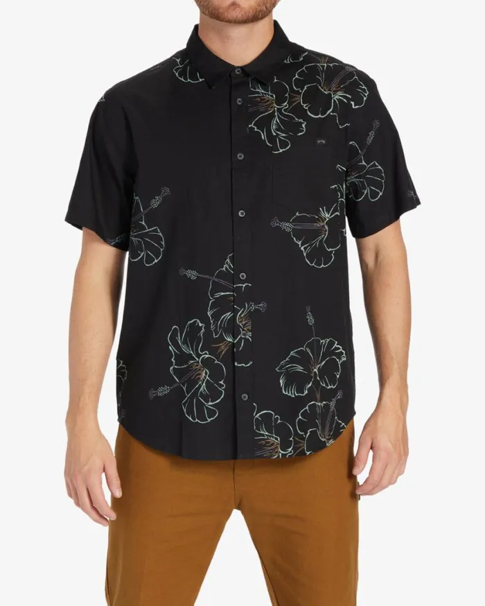 Billabong Sundays Short Sleeve Shirt Black Green Mens Shirts