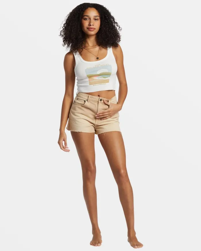 Billabong The Golden West Cropped Tank Top Salt Crystal Womens Graphic Tees and Tanks Billabong The Golden West Cropped Tank Top Salt Crystal Womens Graphic Tees and Tanks