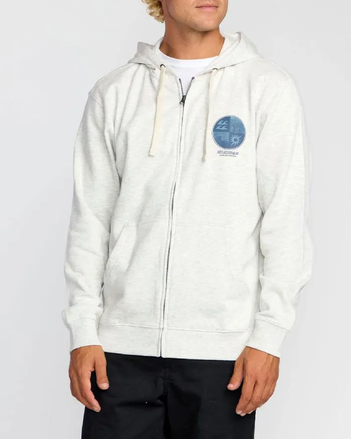 Billabong Twin Fins Zip Fleece Oatmeal Heather Mens Hoodies and Fleece