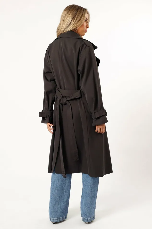 Billy Button Front Trench Coat Charcoal Jackets and Coats Petal and Pup Women