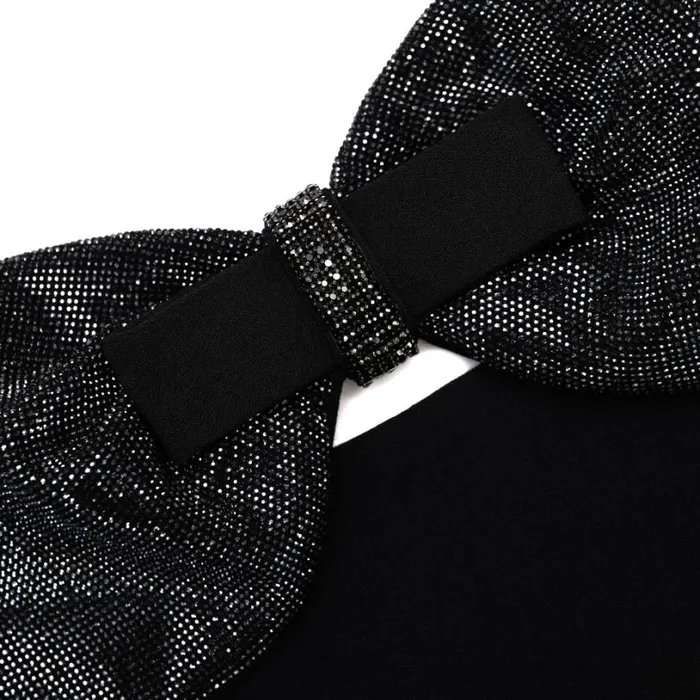 Black Crepe Bow Top Women Self Portrait Tops Black Crepe Bow Top Women Self Portrait Tops