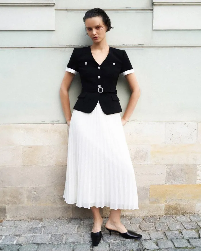 Black Crepe Contrast Chiffon Midi Dress Women Self Portrait Dresses Black Crepe Contrast Chiffon Midi Dress Women Self Portrait Dresses