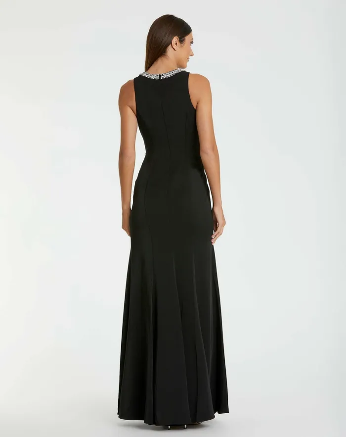 Black Embellished Neck Trumpet Gown Black Best Sellers Mac Duggal Women