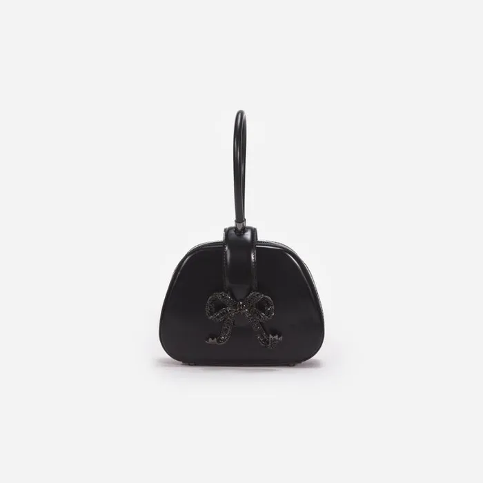 Black Leather Top Handle Mini Bag Women Self Portrait Mini