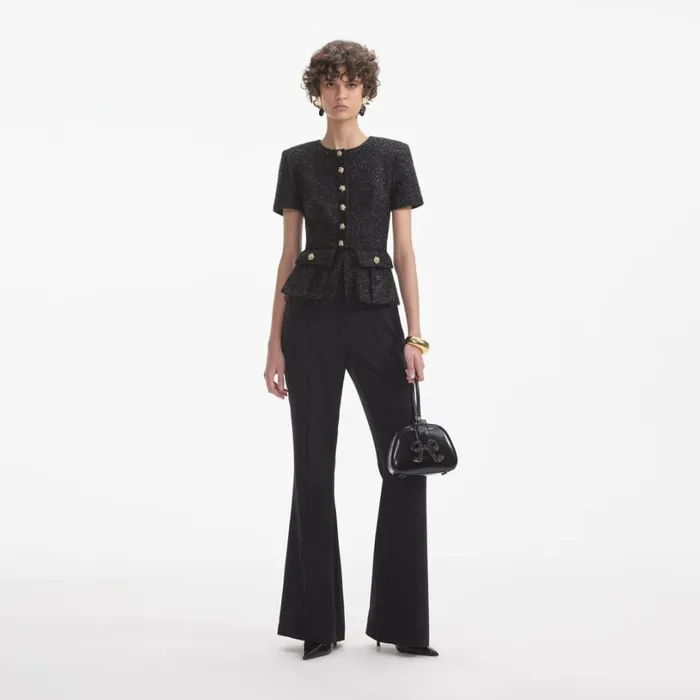 Black Tinsel Boucle Jumpsuit Women Self Portrait Dresses