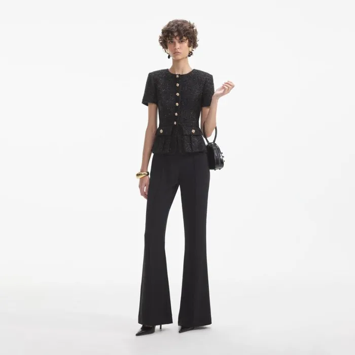 Black Tinsel Boucle Jumpsuit Women Self Portrait Dresses Black Tinsel Boucle Jumpsuit Women Self Portrait Dresses