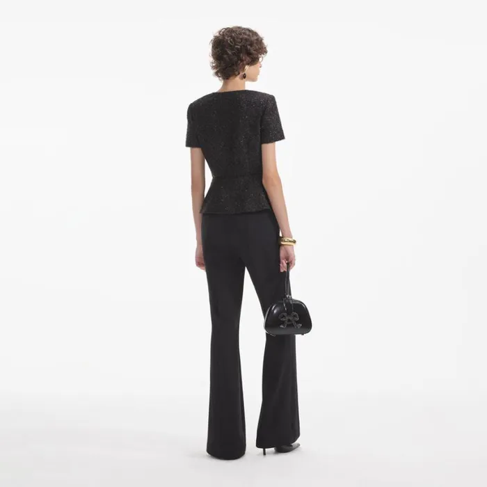 Black Tinsel Boucle Jumpsuit Women Self Portrait Dresses Black Tinsel Boucle Jumpsuit Women Self Portrait Dresses
