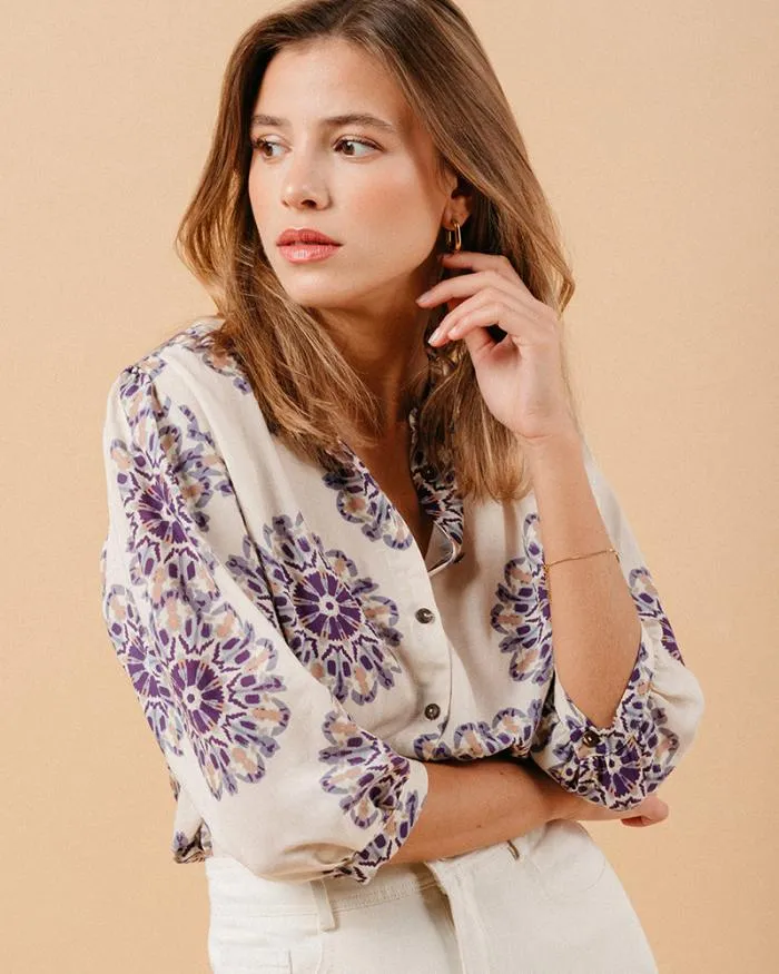 BLOUSE BEIGE MANOLINE Shop Grace and Mila Patterned Blouses