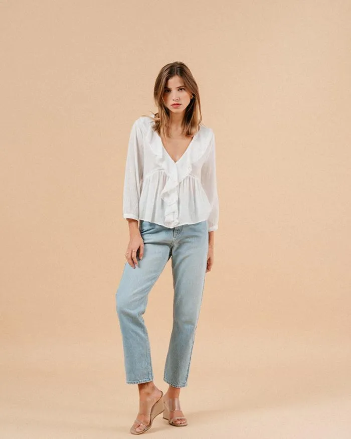 BLOUSE ECRU MEMORY Shop Grace and Mila Ruffled Blouses