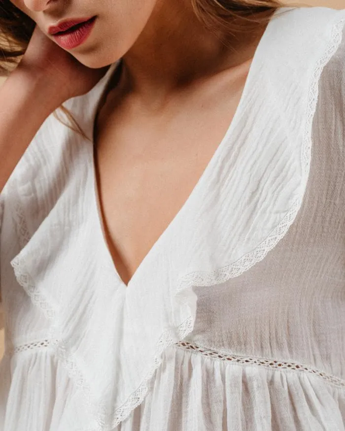 BLOUSE ECRU MEMORY Shop Grace and Mila Ruffled Blouses