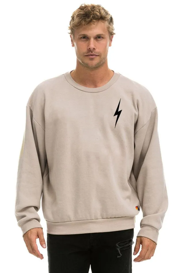Bolt Stitch Relaxed Crew Sweatshirt 8211 Sand Black WomenMen Aviator Nation Sweatshirts