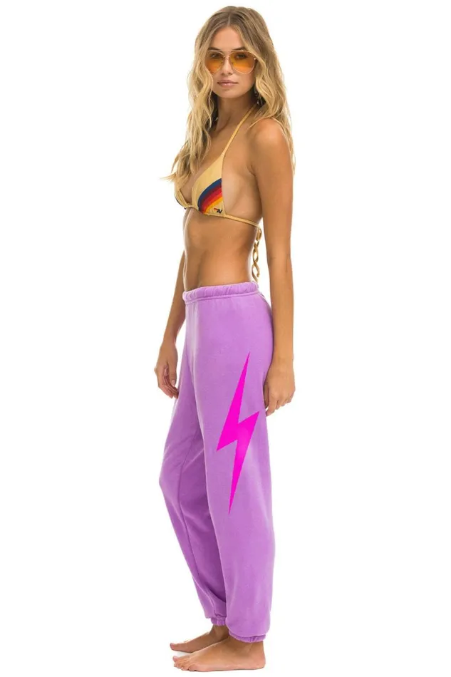 Bolt Sweatpants 8211 Neon Purple Neon Pink Women Aviator Nation Sweatpants