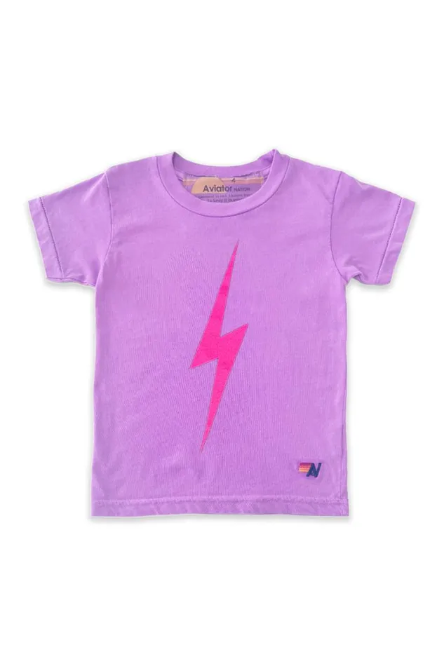 Bolt Tee 8211 Neon Purple Neon Pink Kids Aviator Nation Tees
